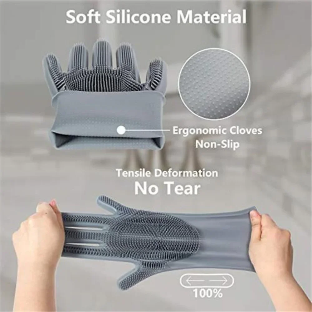 Pet Grooming Gloves - Gentle Dog Bathing Shampoo Brush - Massage Mitt with